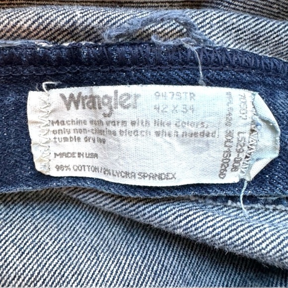 VINTAGE WRANGLER Straight Leg Classic Denim Blue Jeans - 42x34 - Picture 13 of 14